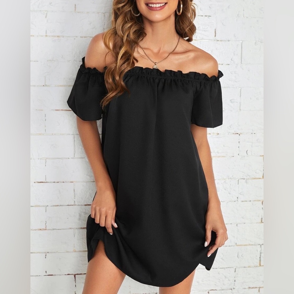 DO+BE Off Black off Shoulder Summer Dress - Small